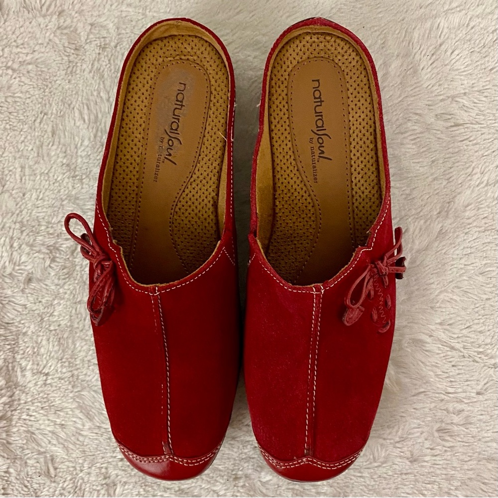 Natural Soul by Naturalizer Red Suede Slip-On Mules Women’s Size 8.5M - Picture 6 of 11